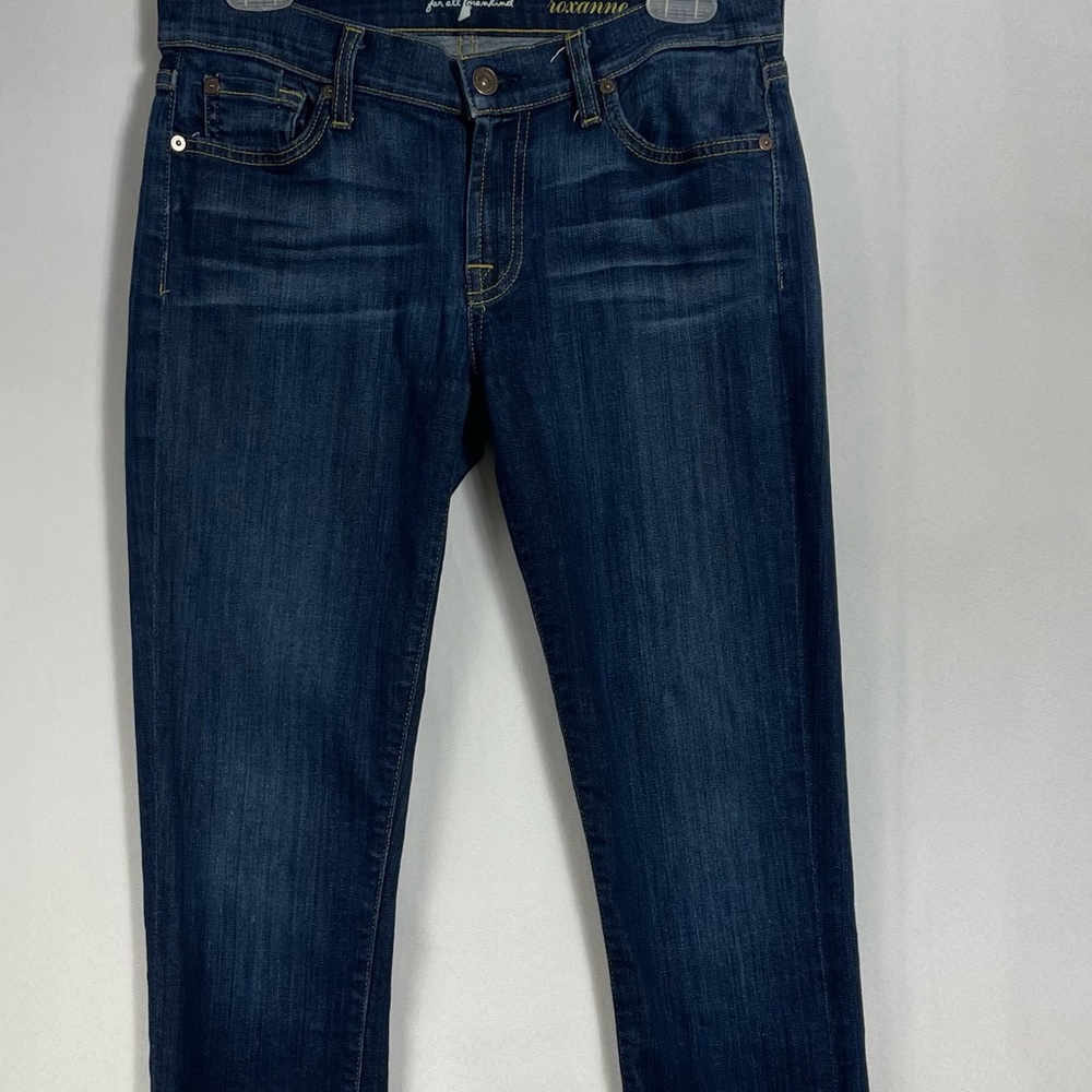 7FAM Jeans 7 Roxanne Blue Denim 29 Casual Norm Skinny Americana Basic Western - Picture 3 of 16